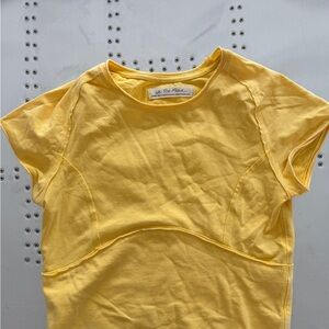 FP Movement by Free People Yellow Short Sleeve Crew Neck Top